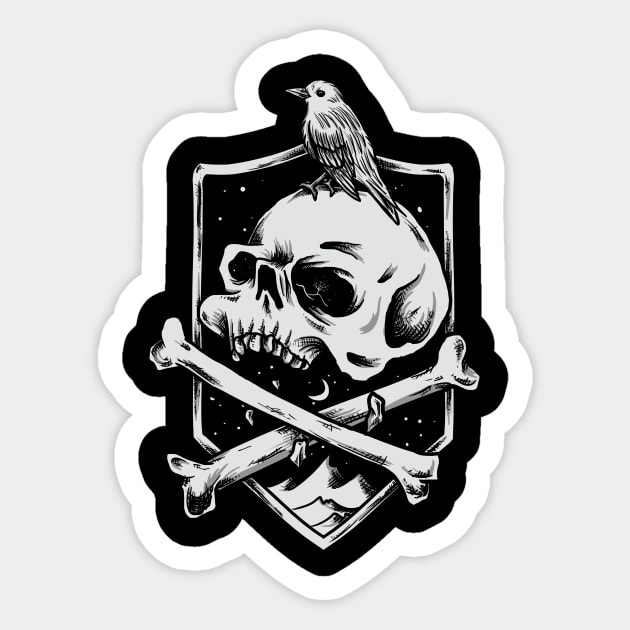 Bird and Skull Sticker by hairul